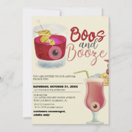 Convites Boos e Booze Vintage Festa de Figurino de Hallowee