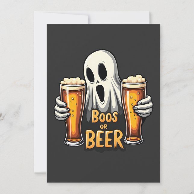 Convites Boos Ou Beer Engraçado Oktoberfest Halloween Ghost (Frente)