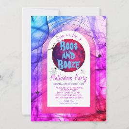Convites Boos Rosa e Booze Festa de Halloween Adulto Louco