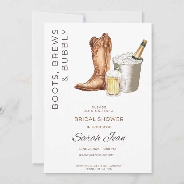 Convites Boot, Breve e Chá de panela de Bolha Convide (Frente)