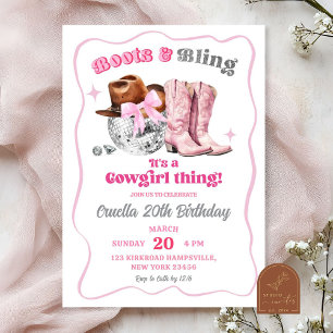 Convites Boots and Bling Birday, Garota do Espaço Rosa e Bl