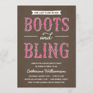 Convites Boots and Bling Festa de solteira de aspecto bri