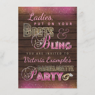 Convites Boots and Bling Festa de solteira Invances