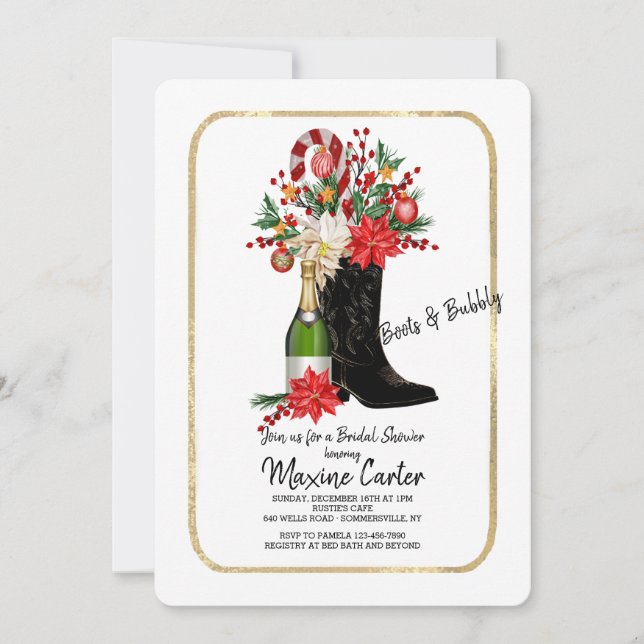 Convites Boots and Bubble Christmas Chá Invance (Frente)