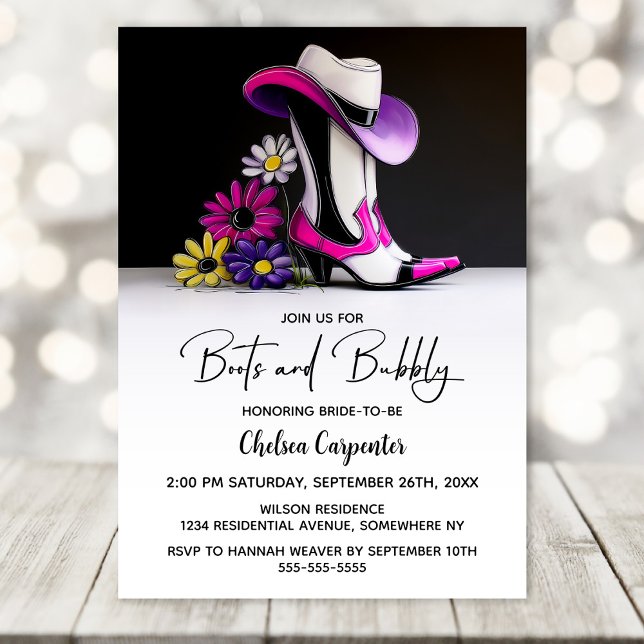 Convites Boots and Bubbly Bridal Shower (Criador carregado)