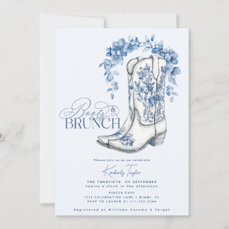 Convites Boots & Brunsty Chá de panela Floral Azul