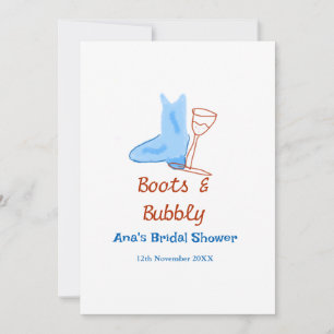 Convites Boots & bubble champagne garrafa chá de panela azu