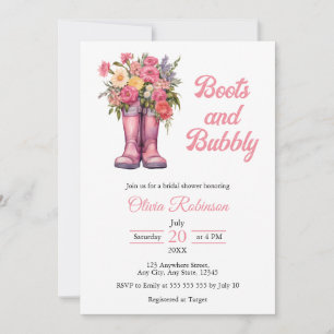 Convites Boots & Bubble Western Cowgirl Chá de panela rosa