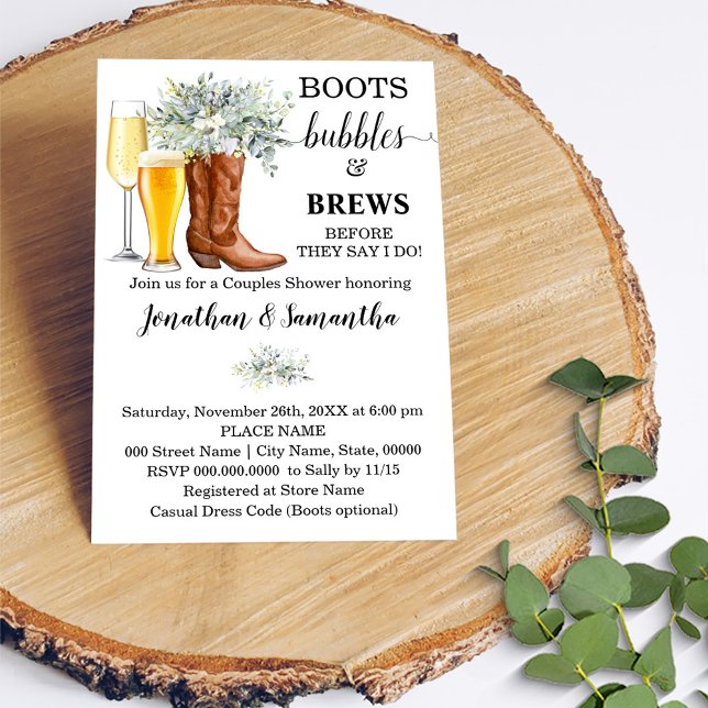 Convites Boots Bubbles and Brews chá eucalipto verde (Criador carregado)