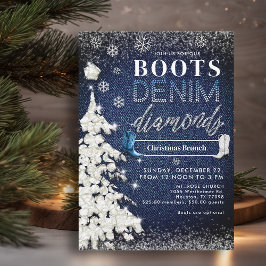 Convites Boots Denim Diamantes Blue Christmas Church