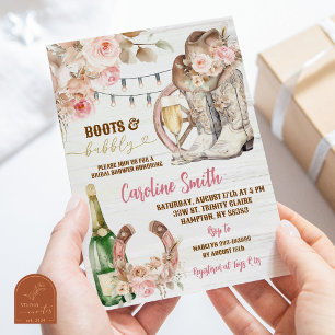 Convites Boots do Boho Floral Ocidental e Chá de panela de