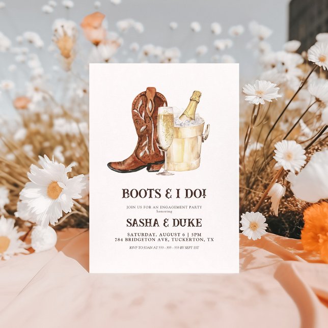 Convites Boots & I Do Rustic Western Festa de noivado (Criador carregado)