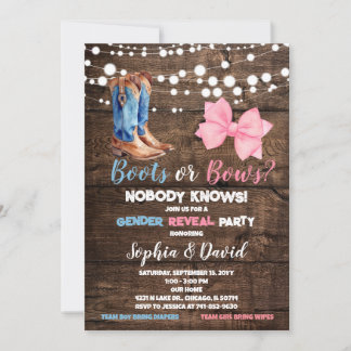 Convites Boots or Bows Gender Reveal Party