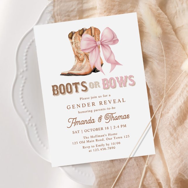 Convites Boots or Bows Western Gender Reveal (Criador carregado)