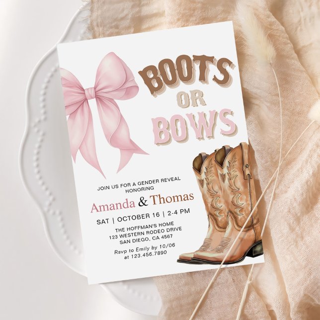 Convites Boots or Bows Western Gender Reveal (Criador carregado)