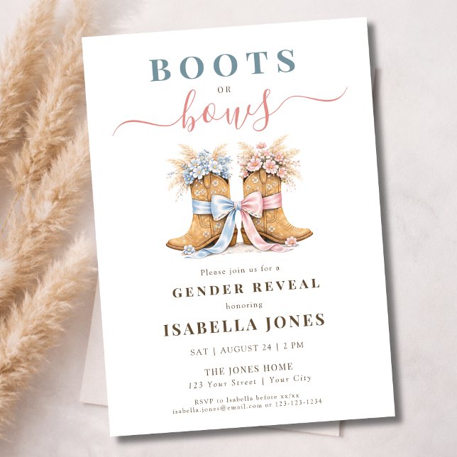 Convites Boots or Bows Western Theme Gender Reveal  (Criador carregado)