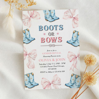 Convites Boots ou Arcos Gênero Revelam Rosa e Blue Invite