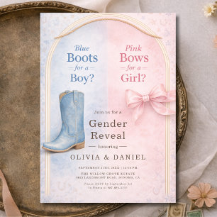 Convites Boots ou Laços Coquette Revelação de Gênero