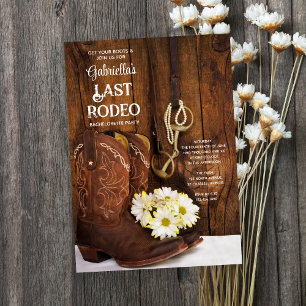 Convites Boots White Daisies Last Rodeo Festa de solteira