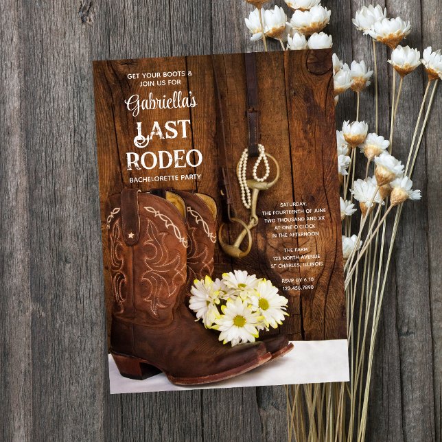 Convites Boots White Daisies Last Rodeo Festa de solteira (Criador carregado)