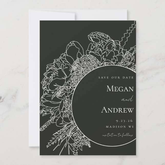 Convites Boquete Floral Moderno e Elegante Salve a Data (Frente)