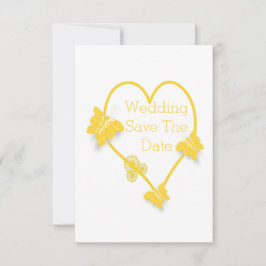 Convites Borboleta Amarela Coração Salva A Data