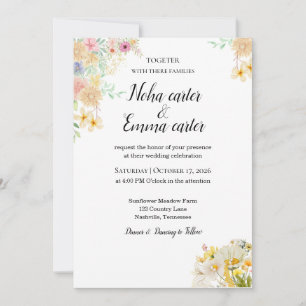 Convites Borboleta Amarela do Girassol Casamento no Prado