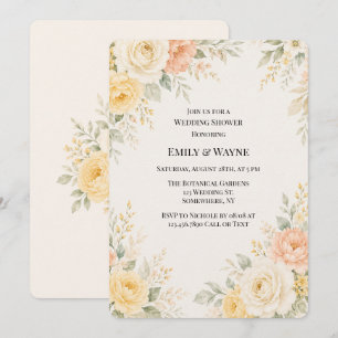 Convites Borboleta Amarela Pêssego & Marfim Floral Casament