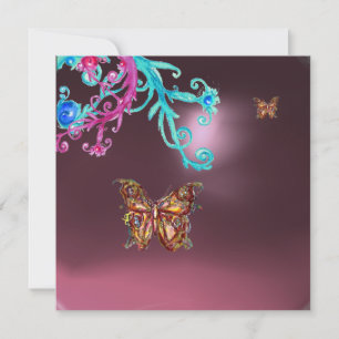 Convites BORBOLETA Ametista, roxo azul rosa brilhante verm