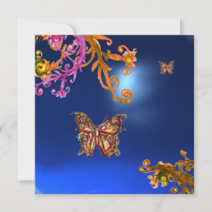 Convites BORBOLETA AZUL SAFIRA, rosa brilhante amarelo mar