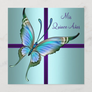 Convites Borboleta Azul Turquesa Quinceanera