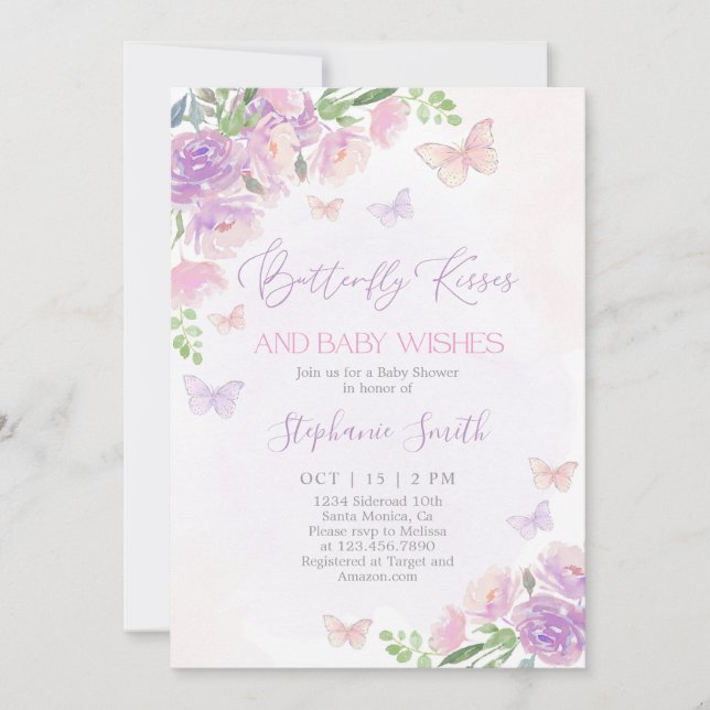 Convites Borboleta Beija Chá de fraldas (Frente)