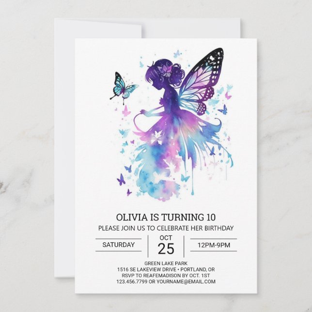 Convites Borboleta Beija Fada Aniversário (Frente)