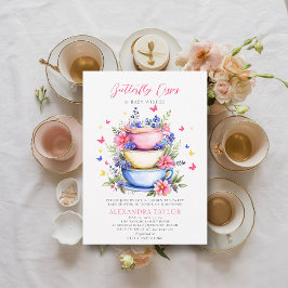 Convites Borboleta Beija Flores Selvagens Tea Baby Girl Chá