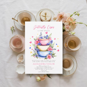 Convites Borboleta Beija Flores Selvagens Tea Baby Girl Chá