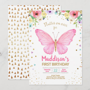 Convites Borboleta Beija Jardim Floral Confetti Aniversário