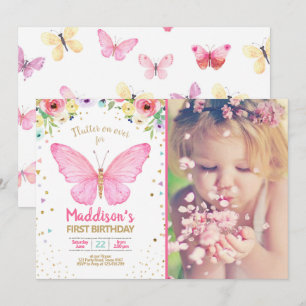 Convites Borboleta Beija Jardim Floral Confetti Aniversário