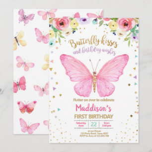Convites Borboleta Beija Jardim Floral Confetti Aniversário