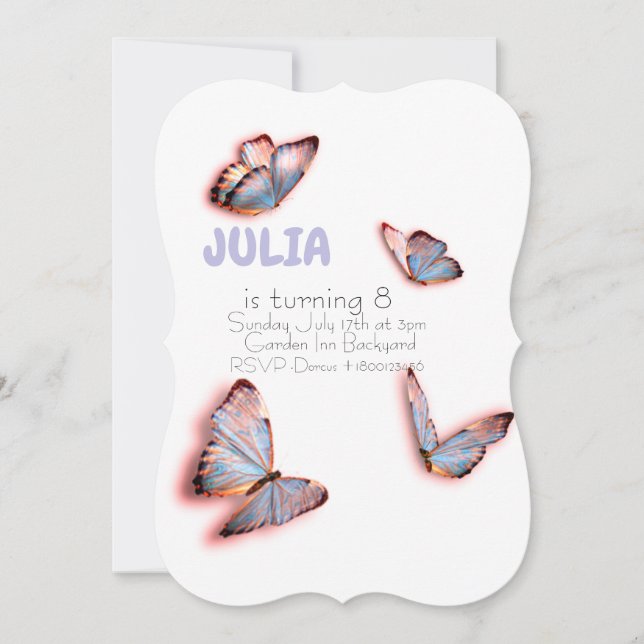 Convites Borboleta Birthday (Frente)