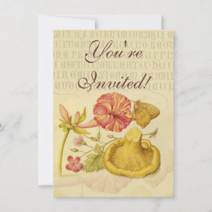 Convites Borboleta, Cogumelo, Flower Watercolor Art