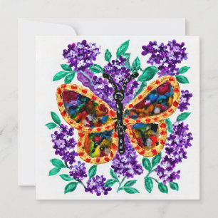 Convites Borboleta Colorida e Lilases Roxos