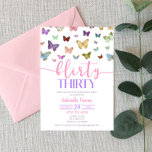 Convites Borboleta Colorido Flirfly Trinta aniversário de 3<br><div class="desc">Esta é uma borboleta colorida com tema "Flirty trigésimo aniversário de 30 anos Party" Convidado. festa roxa rosa no dia a dia,  convites para festas de borboletas no dia,  convites para aniversário de 30 anos,  aniversário feminino,  aniversário para uma menina,  aniversário para meninas</div>