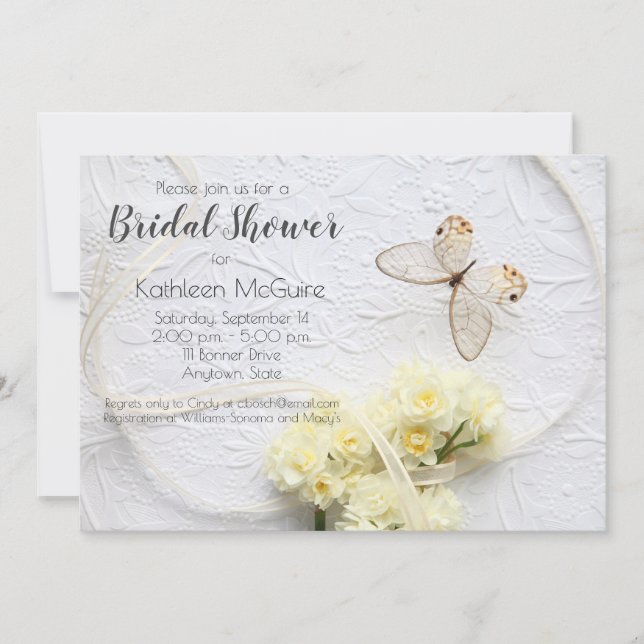 Convites Borboleta com flores de primavera (Frente)