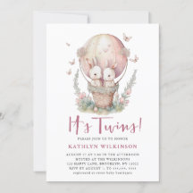 Borboleta cor-de-rosa É Chá de fraldas de Gêmeas