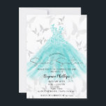 Convites Borboleta Dança Turquesa Vestido Docinho 16<br><div class="desc">Personalizar para qualquer evento</div>