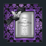 Convites Borboleta de 50ª Festa de aniversário Prateada Rox<br><div class="desc">50ª Festa de aniversário Damask Purple Silver Black Floral Butterfly Black Black Women Girl Elegant Classy Invitation Formal Use para qualquer convite a eventos Personalize para alterar ou adicionar detalhes.</div>
