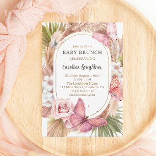 Convites Borboleta de Aquarela Floral Garden Baby Brunch