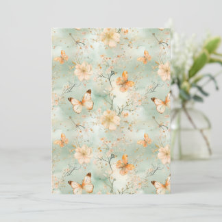 Convites Borboleta de Aquarela Floral Salvia Laranja