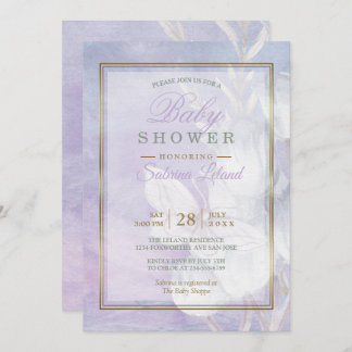 Convites Borboleta de Aquarela Ultra Violeta chá de fraldas