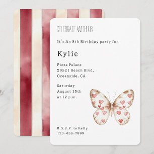 Convites Borboleta de Corações Bonitos Aniversário